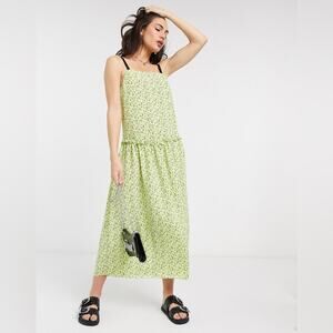 Topshop NWT Dropped Waist Midi Dress in Lime Size 10